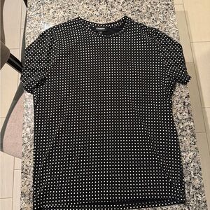 Express Black Tee with White and Blue Dots